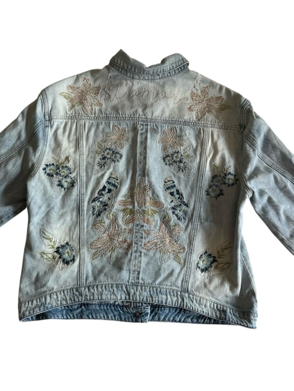 William Rast Light Blue Embroidered Denim Jacket